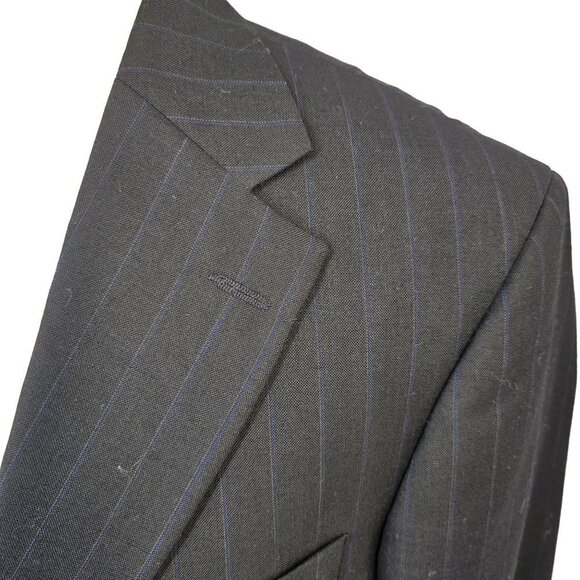 TownCraft JC Penny Navy Blue Pinstripe 2 Button Sport Coat Poly Wool Size 38S - Picture 2 of 11